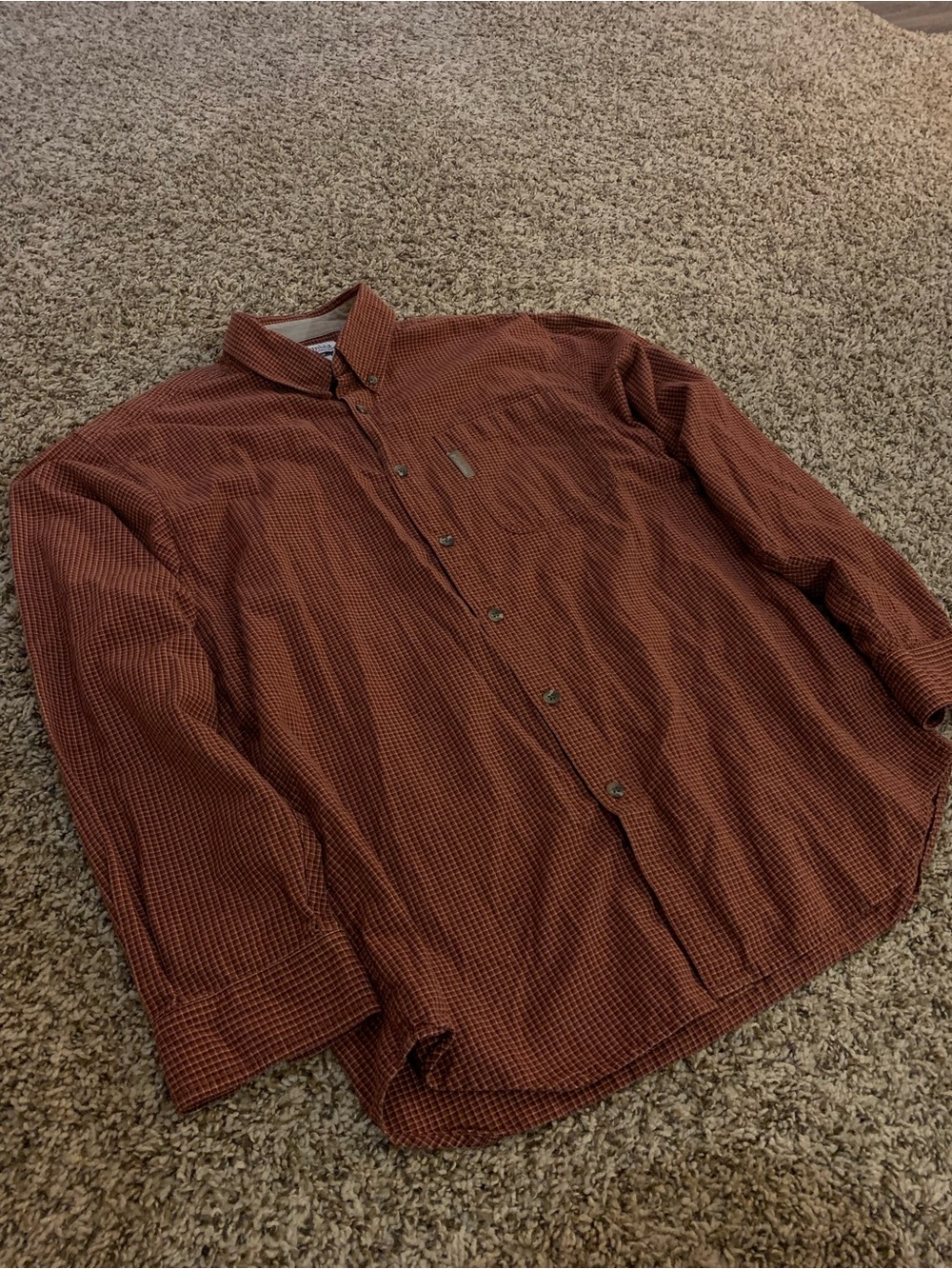 Men's Casual Long-Sleeve Button-Down Shirt in Rust